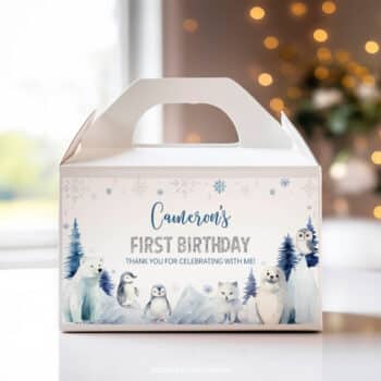 Winter Birthday Gable Box Label