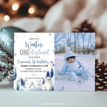 Winter Birthday Photo Invitation