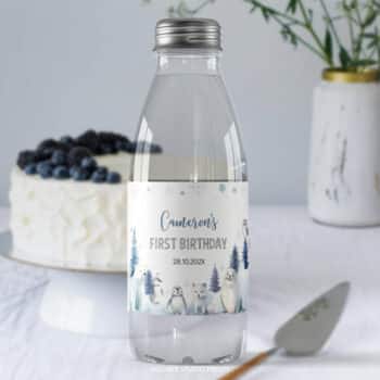 Winter Birthday Water Bottle Label