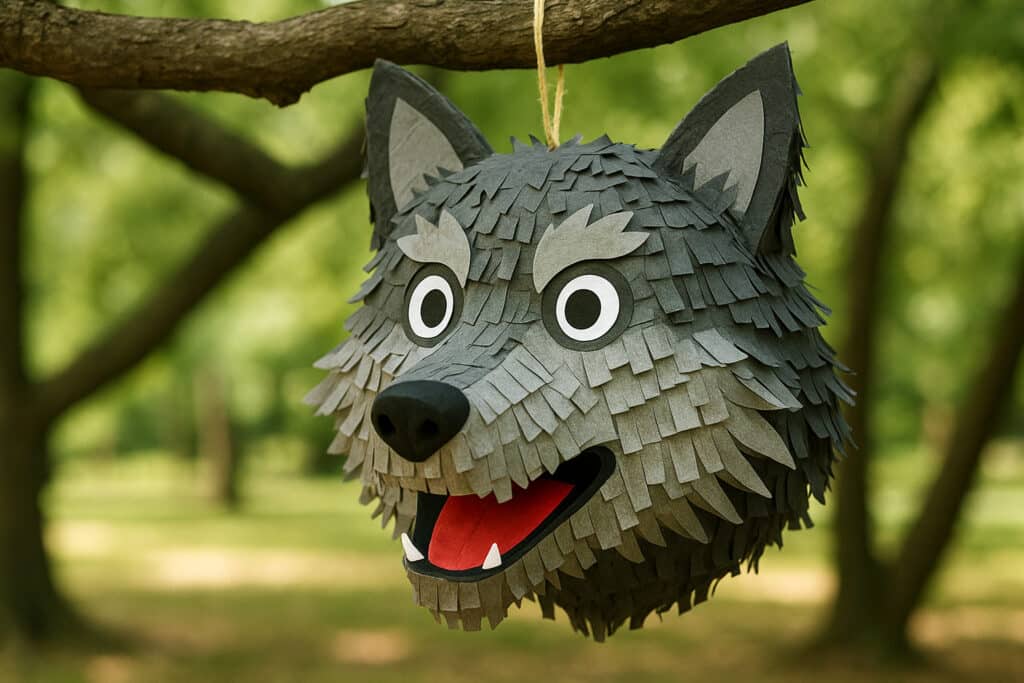 camping birthday party wolf pinata