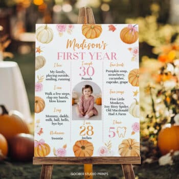 Pumpkin Birthday Milestone Photo Poster