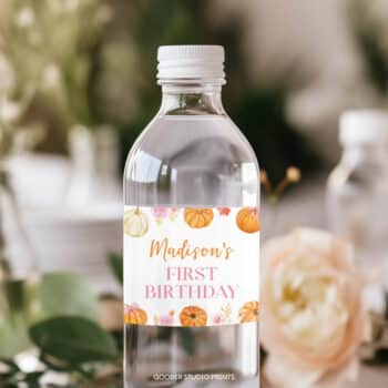 Pumpkin Birthday Water Bottle Label