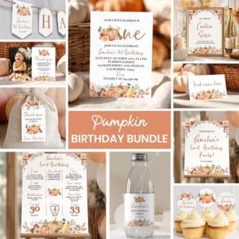 Pumpkin Birthday Invitation Bundle