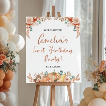 Pumpkin Birthday Welcome Sign