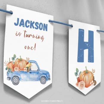 Pumpkin Truck Birthday Banner