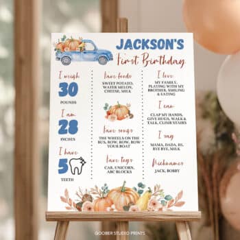 Pumpkin Truck Birthday Milestone Poster