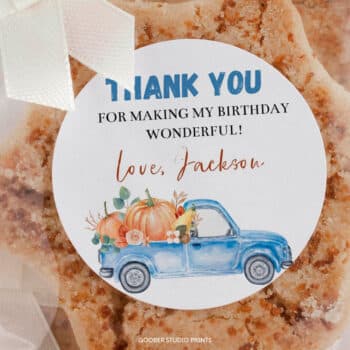 Pumpkin Truck Birthday Thank You Favor Tag