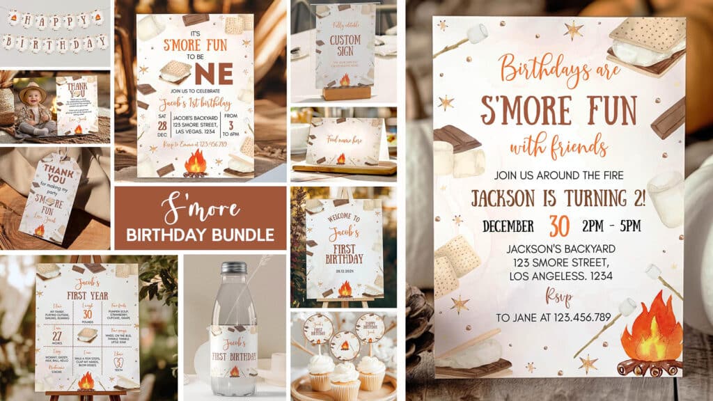smore birthday party printables