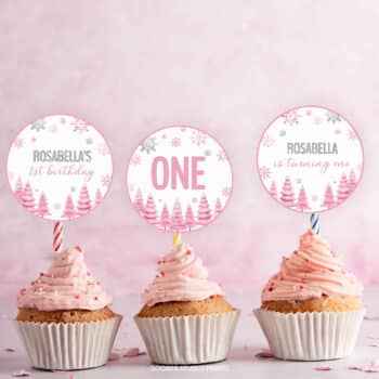 Winter Birthday Cupcake Toppers