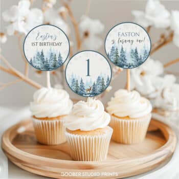 Winter Birthday Cupcake Toppers