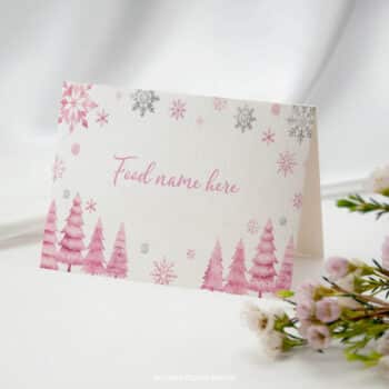 Winter Birthday Food Tent Cards
