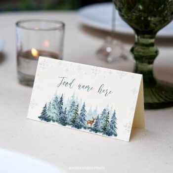 Winter Birthday Food Tent Cards