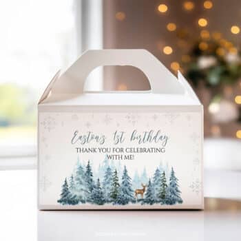 Winter Birthday Gable Box Label