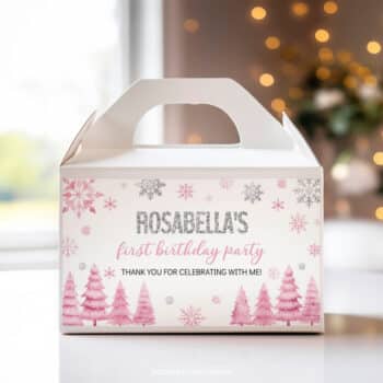 Winter Birthday Gable Box Label