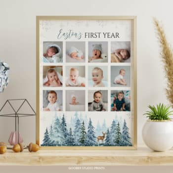 Winter Birthday Milestone Photo Collage