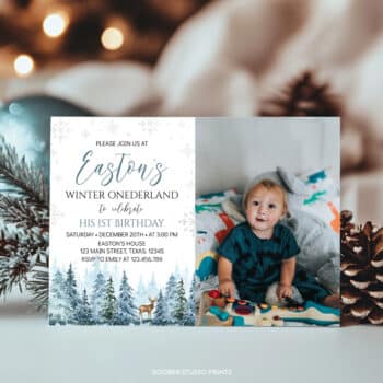 Winter Birthday Photo Invitation