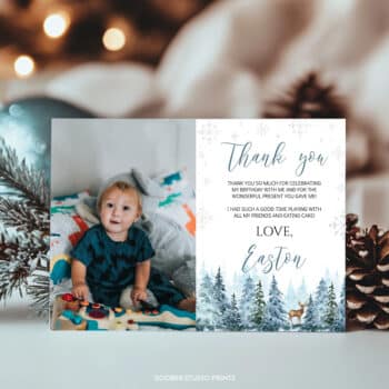 Winter Birthday Thank You Card