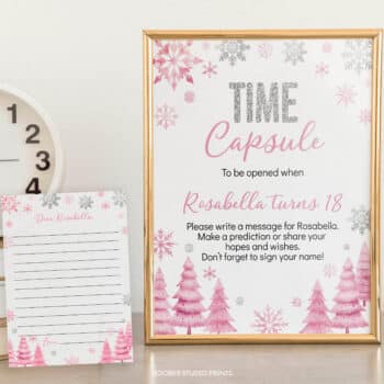Winter Birthday Time Capsule Sign & Card