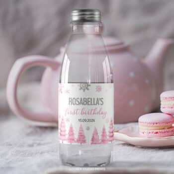 Winter Birthday Water Bottle Label