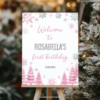 Winter Birthday Welcome Sign