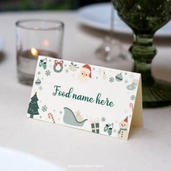 Christmas Winter Birthday Food Tent Cards