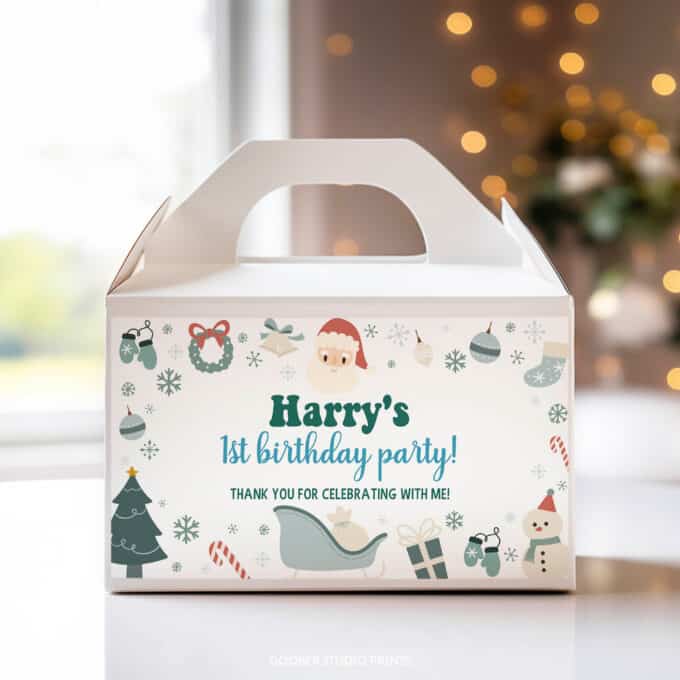Christmas Winter Birthday Gable Box Label