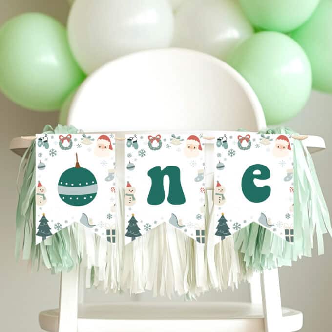 Christmas Winter Birthday Highchair Banner