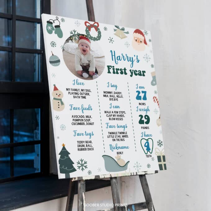 Christmas Winter Birthday Milestone Photo Poster - Image 4