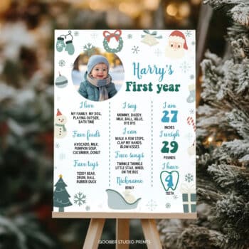 Christmas Winter Birthday Milestone Photo Poster