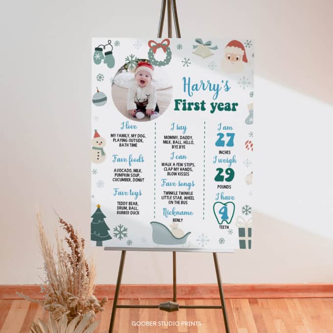 Christmas Winter Birthday Milestone Photo Poster - Image 2