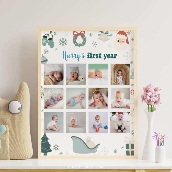 Christmas Winter Birthday Milestone Photo Collage - Image 4