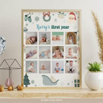 Christmas Winter Birthday Milestone Photo Collage