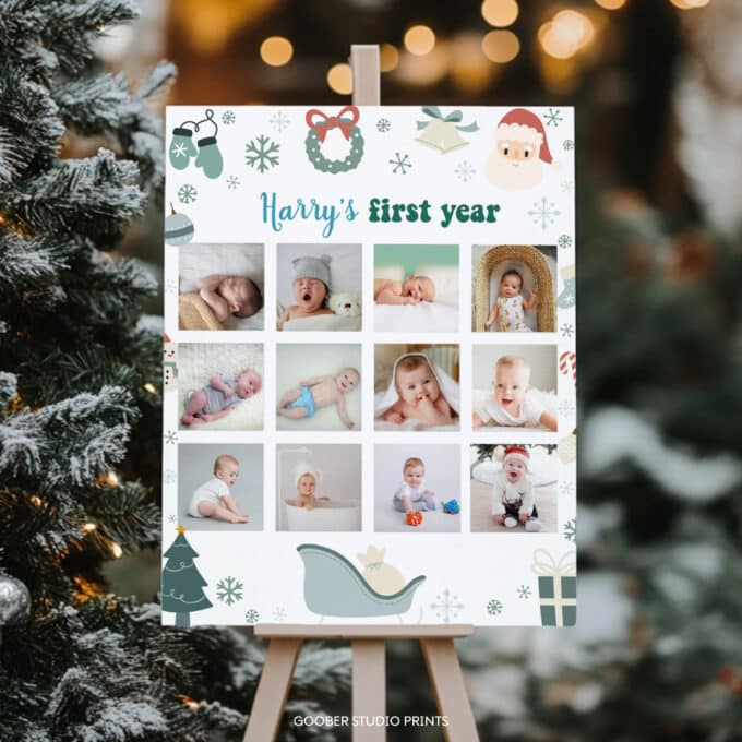 Christmas Winter Birthday Milestone Photo Collage - Image 2