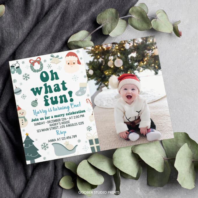 Christmas Winter Birthday Photo Invitation - Image 4