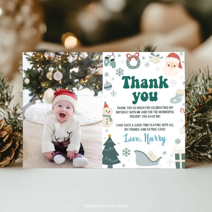 Christmas Winter Birthday Thank You Card - Image 2