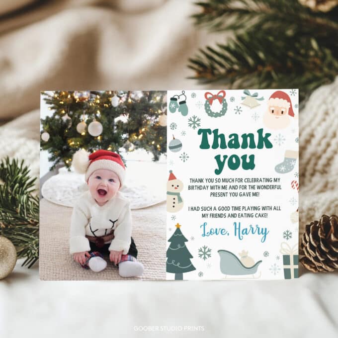 Christmas Winter Birthday Thank You Card - Image 3