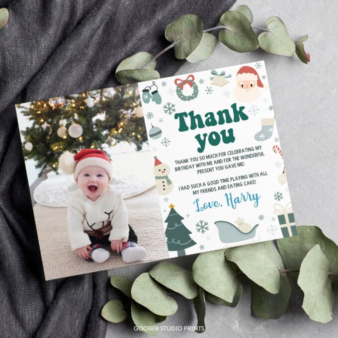 Christmas Winter Birthday Thank You Card - Image 7