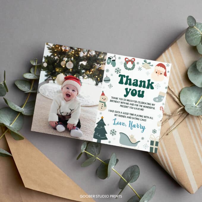 Christmas Winter Birthday Thank You Card - Image 8