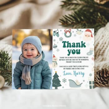 Christmas Winter Birthday Thank You Card