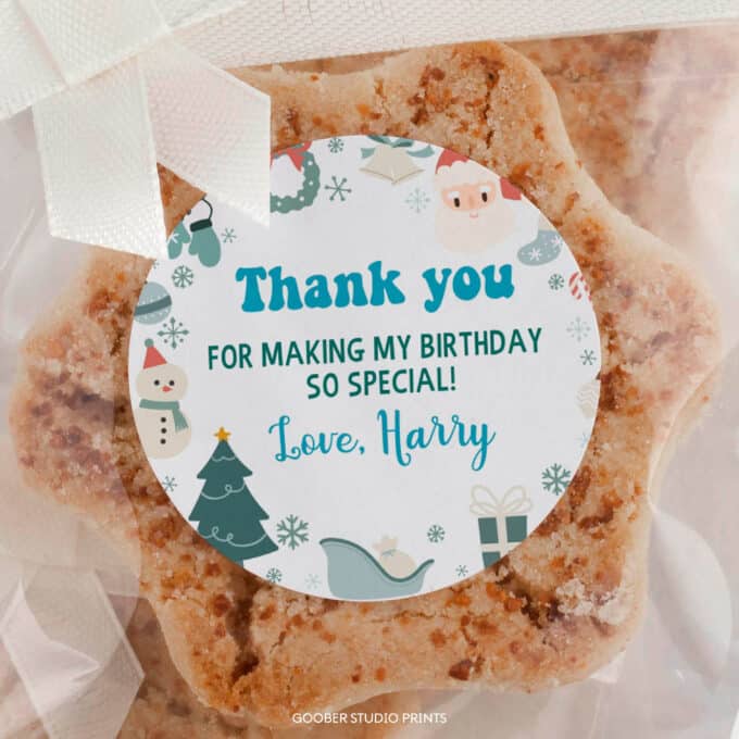 Christmas Winter Birthday Thank You Favor Tag