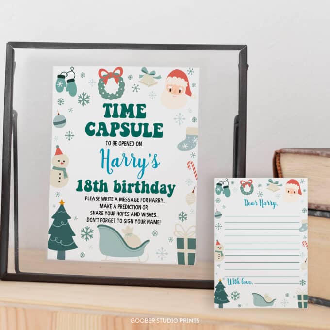 Christmas Winter Birthday Time Capsule Sign & Card - Image 3