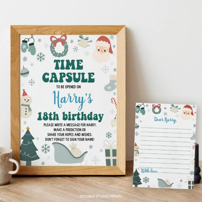 Christmas Winter Birthday Time Capsule Sign & Card - Image 2