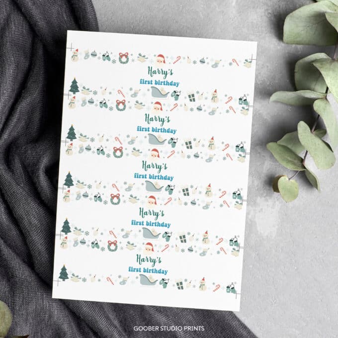 Christmas Winter Birthday Water Bottle Label - Image 8