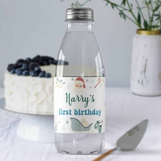 Christmas Winter Birthday Water Bottle Label