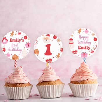 Christmas Winter Birthday Cupcake Toppers