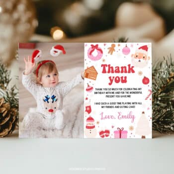 Christmas Winter Birthday Thank You Card