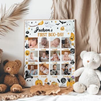 Halloween Birthday Party Milestone Photo Collage