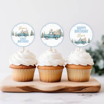 Winter Birthday Cupcake Toppers