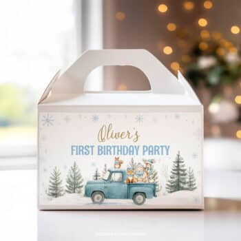 Winter Birthday Gable Box Label