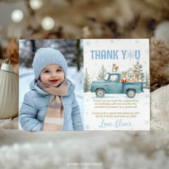 Winter Birthday Thank You Card